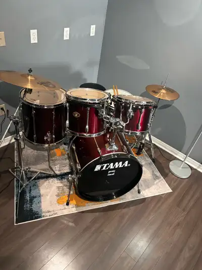 Tama “Rockstar “ drum set with cymbals, View more