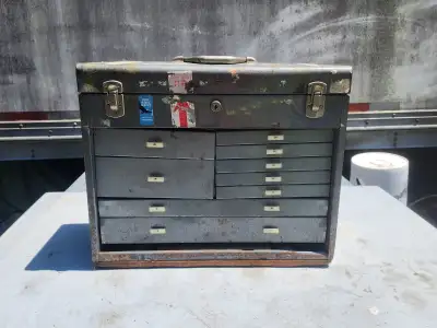 For sale a vintage, rare Nine Drawers Machinist Top Tool Chest Similar To Kennedy Two Bay Toolbox. I...