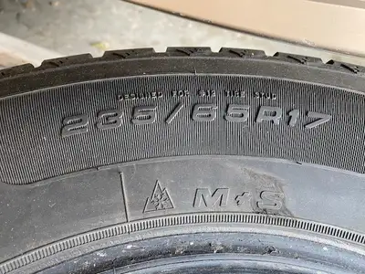 Used one winter - sold vehicle. Tires only, no rims. Very good condition, lots of tread. $100. for a...