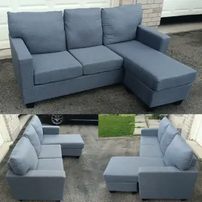 This grey apartment sized sectional sofa is great shape! ** If this ad is up, the couch is available...