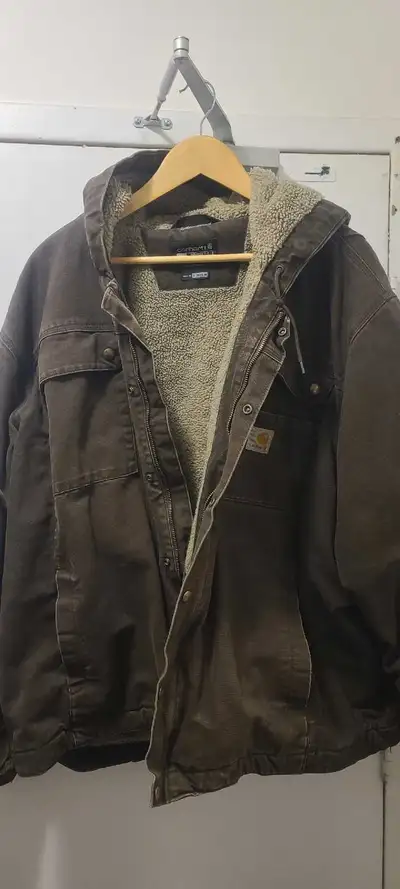 Carhartt Relaxed Fit Washed Duck Sherpa Lined Hooded Jacket 3XL, View more