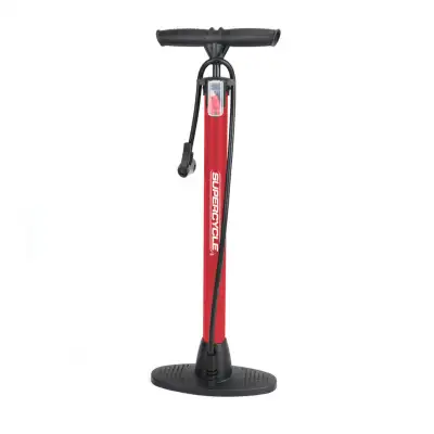 Supercycle Bike Floor Pump Pump head can be configured to fill both Presta and Schrader tube valve s...