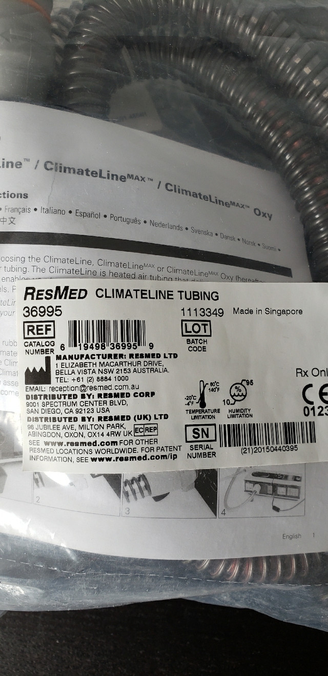 CPAP ResMed Climateline Heated Tubing 36995 in Health & Special Needs in City of Toronto - Image 2