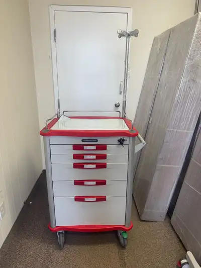 Heavy-duty storage cart & multiple drawers with IV Pole, View more
