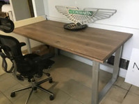 Customized modern walnut office/dining table  with aluminum base