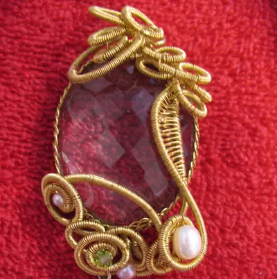 Swarovski necklace pendant hand crafted using a large, clear Swarovski crystal. Embellished with han...