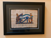 Eye of Horus on papyrus paper - framed Egyptian art