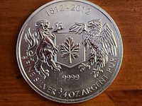 3/4 oz 2012 War of 1812 .9999 Silver Coin