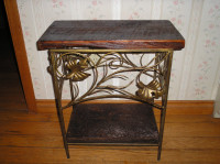 Iron and Barnboard End Table