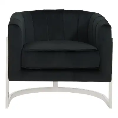 LUXURIOUS ACCENT CHAIR IN BLACK VELVET AND CHROME BASE!, View more