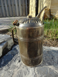 Antique Metal Gas Oil Can with original Spout & Wood Handle
