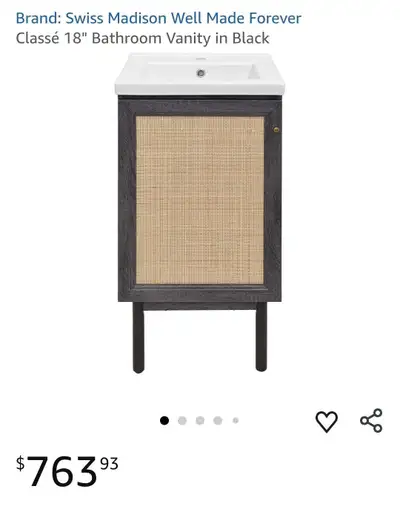 Selling brand new 18 inch Swiss Madison vanity with white top. 2 boxes. Never opened.