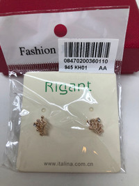 Fashion Crown Earrings gold plated  - Brand New