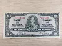 1937 Bank of Canada $10 Bill Banknote - King George VI