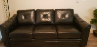 3 seats faux leather black sofa 