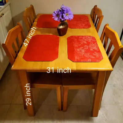 Rectangular Wood Dining Table with 4 Chairs, View more