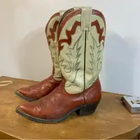Vintage leather western cowboy boots (homme)