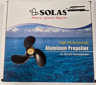 As new (used a 1/2 hour), high performance 3 blade prop for a 6 or 8HP motor, 6 spline shaft. Was on...