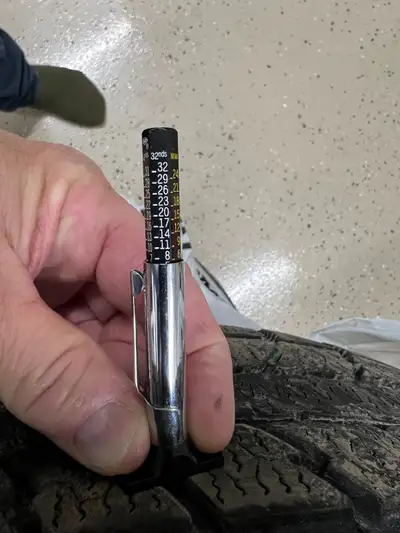 Tires are between 5 and 6/32nds thickness. Good for at least one winter. Please text only at 902-430...