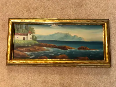 Vintage Oil Painting on Canvas with golden wood Frame, View more