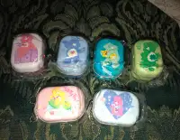 Vintage Care Bears Mini 1.5" Key Chain Tins Lunch Boxes NEW x 6