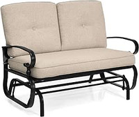 Outdoor Glider Bench Patio Loveseat with Cushions