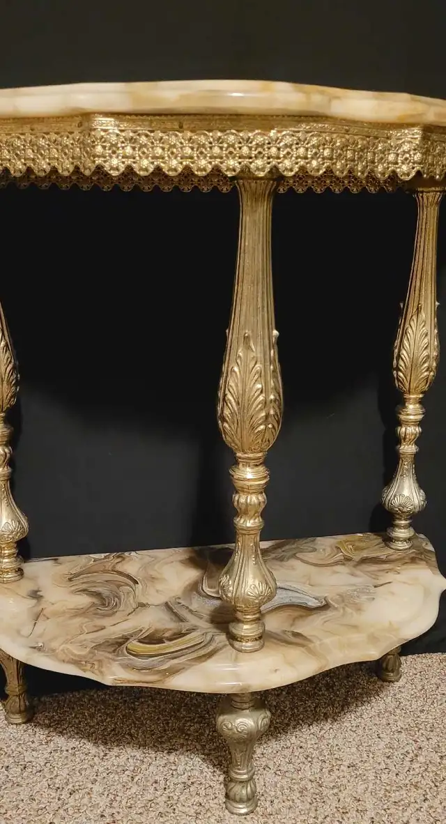 Onyx & Brass Half Moon Table in Other Tables in Winnipeg - Image 5