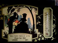 Reverse on Glass Framed Advertising Thermometer Dalton Fuels Lon