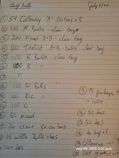1000 used golf balls and 4 sets of clubs and bags, View more