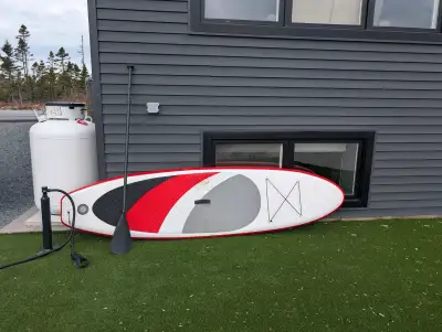 10ft paddle board with paddle and inflator.. used 1 summer perhaps 6 times. In great condition. Boug...