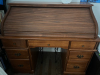  Vintage solid wood roll top desk