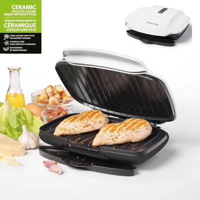 Experience the convenience of restaurant-style grilling and paninis with the Starfrit Grill and Pani...