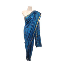 Blue Saree Pre Stitched Pre Pleated with Gold Accents- NEW