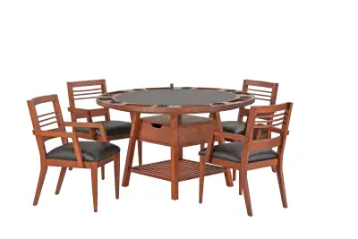 New Poker Table Set - 54" 2 in 1 Top with 4 Matching Game Chairs, View more