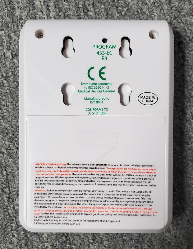moniteur de coussin de sécurité sans fil Smart modele 433-EC dans Santé et besoins spéciaux  à Ville de Québec - Image 3