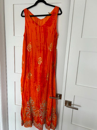 Brand New-Orange and Gold Silk Dress-original price $180USD