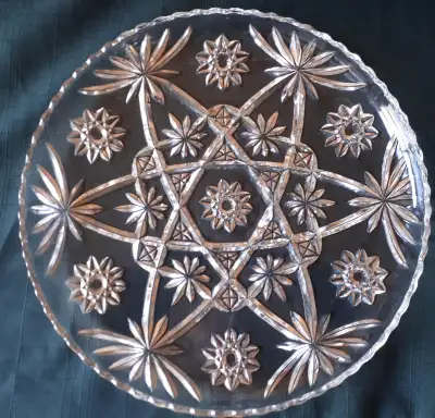 3 large glass entertainment serving platters, View more