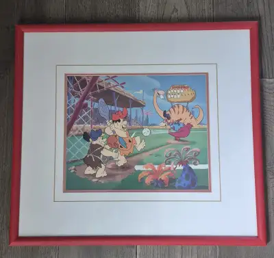 Rare Collectible Flintstones Baseball Framed Cel, View more