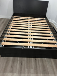 Full Size Bed Frame with Storage Drawers and Solid Wood Headboar