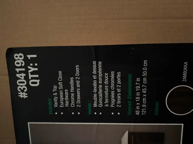 Cutler Silhouette 48” Wall Hung Bathroom Vanity NEW in Box63760518690561124