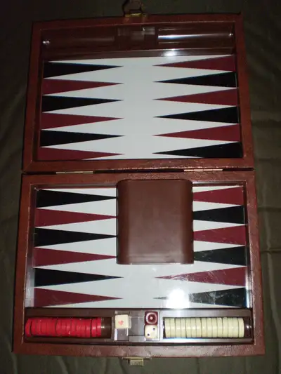 Backgammon Set, brown case 9 x 7 inches, View more