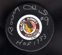 RONDELLE,PUCK,AUTOGRAPHIÉ,AUTO, BOBBY HULL, CERTIFICAT, COA, JSA