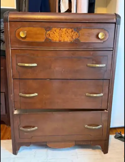 Antique 1940s Waterfall Bedroom Set, View more