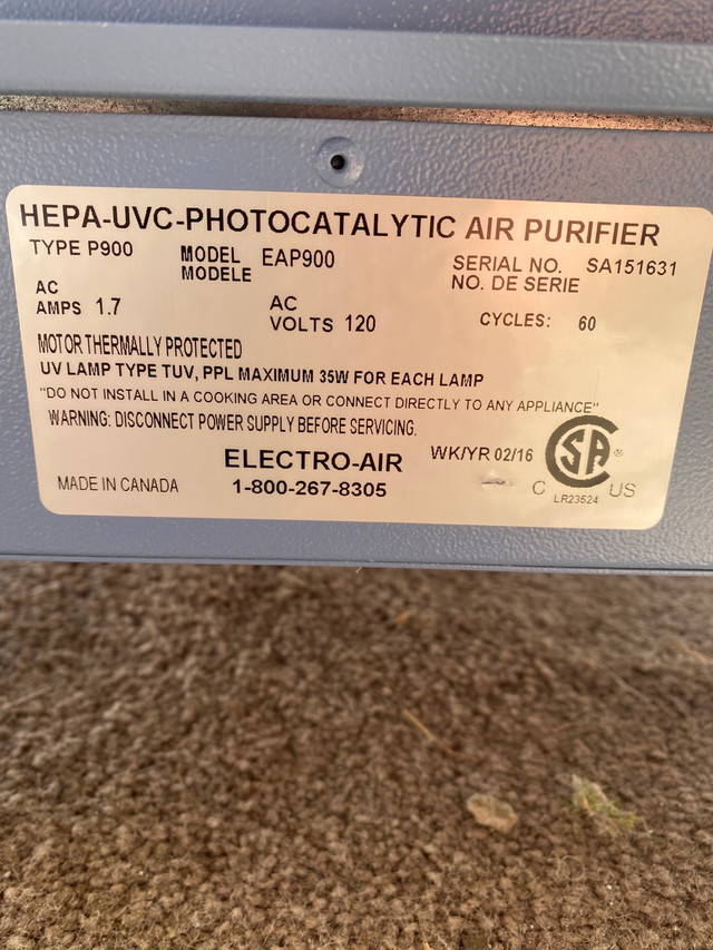  Five seasons  hepa- uvc photocatalytic air purifier  in Heating, Cooling & Air in Oakville / Halton Region - Image 3