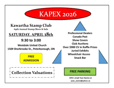 KAPEX 2026 - Regional Stamp Show in Peterborough, View more