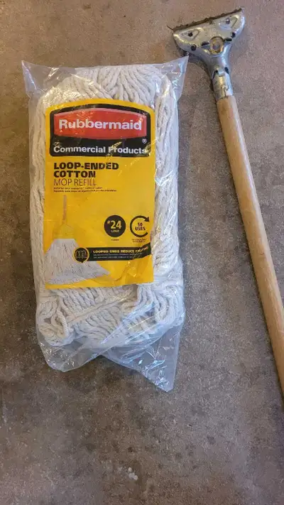 Rubbermaid #24 Looped-End Mop Cotton head come with handle., View more