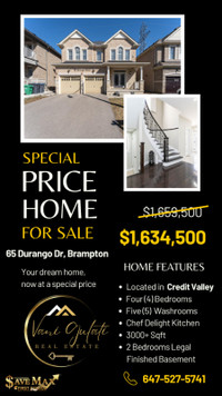 DETACHED HOUSE FOR SALE IN CREDIT VALLEY