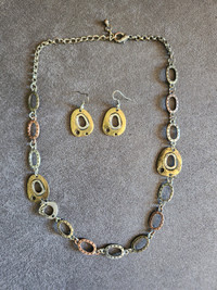 Metal necklace with matching earrings set