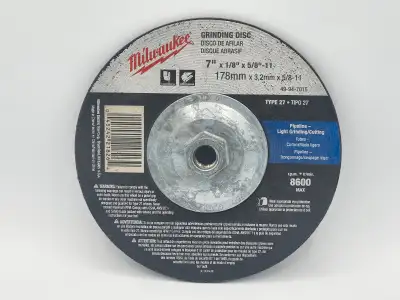 Milwaukee grinding disc 7" x 1/8" x 5/8"-11 49-94-7015 brand new, View more