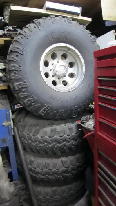 4 Super Swamper IROK tires 39.5x13.5R16 on Procomp 16x10 Alloy rims, 8x6.5" bolt pattern. $3950obo